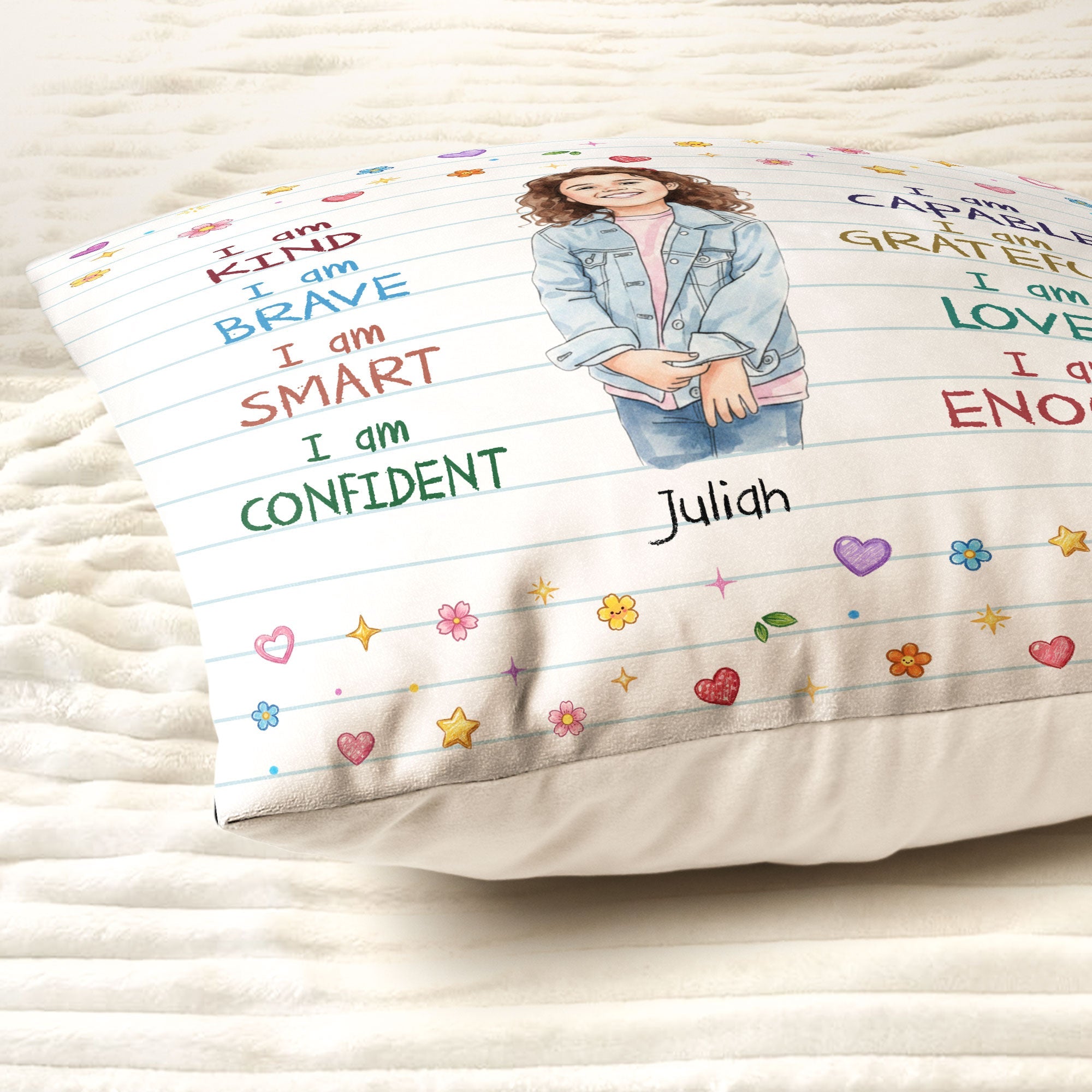 Kid Affirmation Watercolor Style - Personalized Pillow