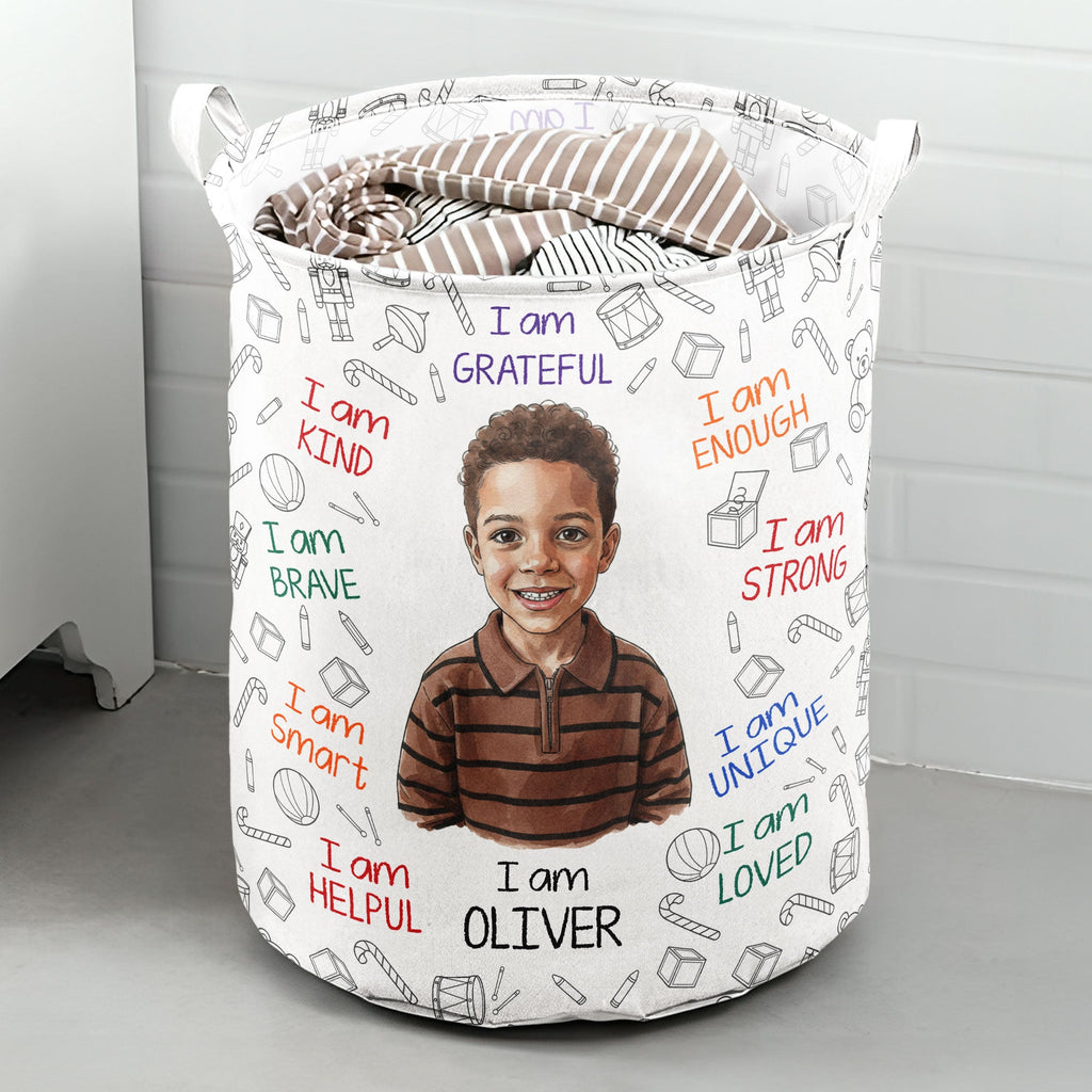 Kid Affirmations I Am Kind Smart Loved Watercolor - Personalized Basket
