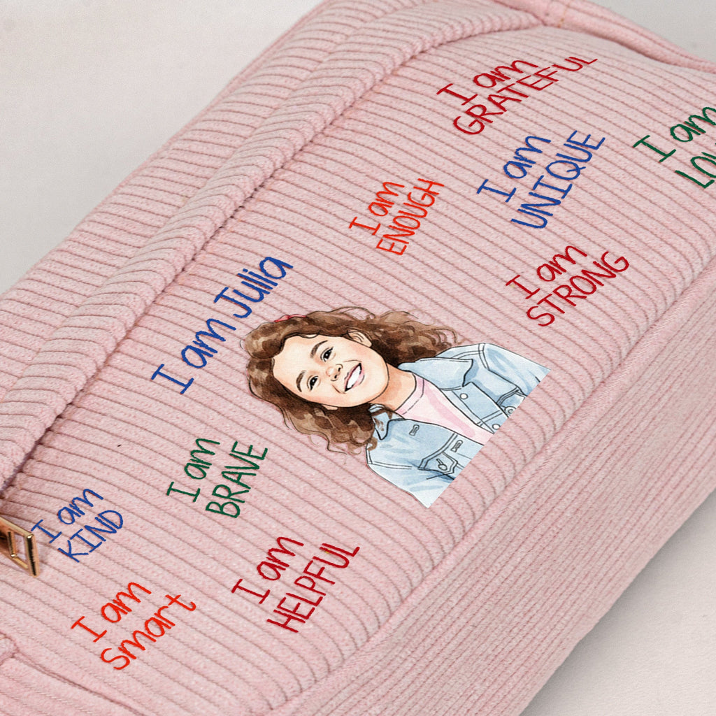 Kid Affirmations I Am Kind Smart Loved Watercolor - Personalized Pencil Case