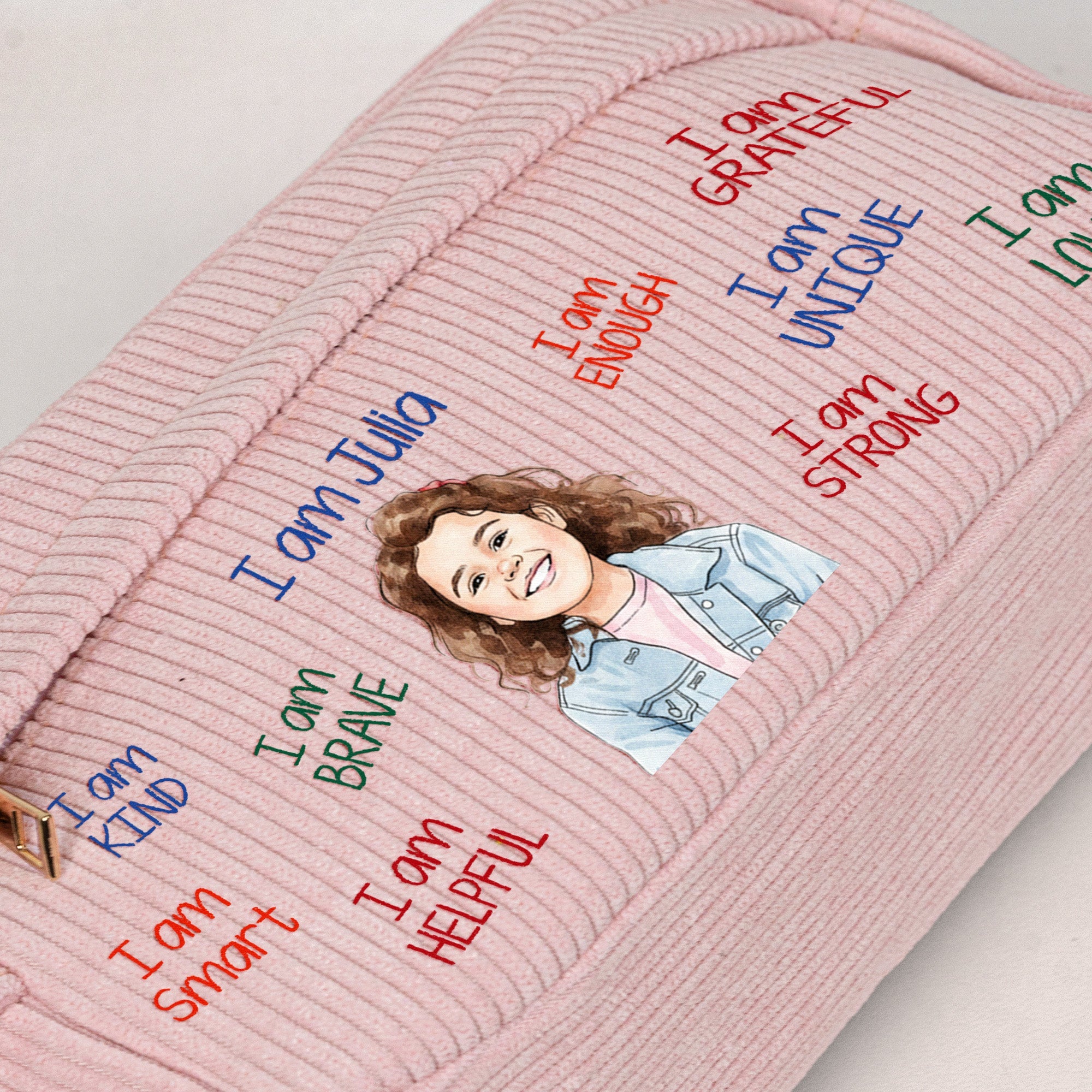 Kid Affirmations I Am Kind Smart Loved Watercolor - Personalized Pencil Case