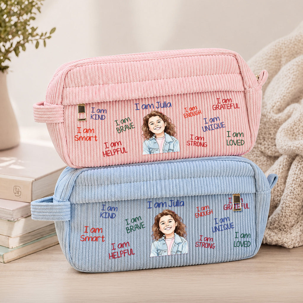 Kid Affirmations I Am Kind Smart Loved Watercolor - Personalized Pencil Case