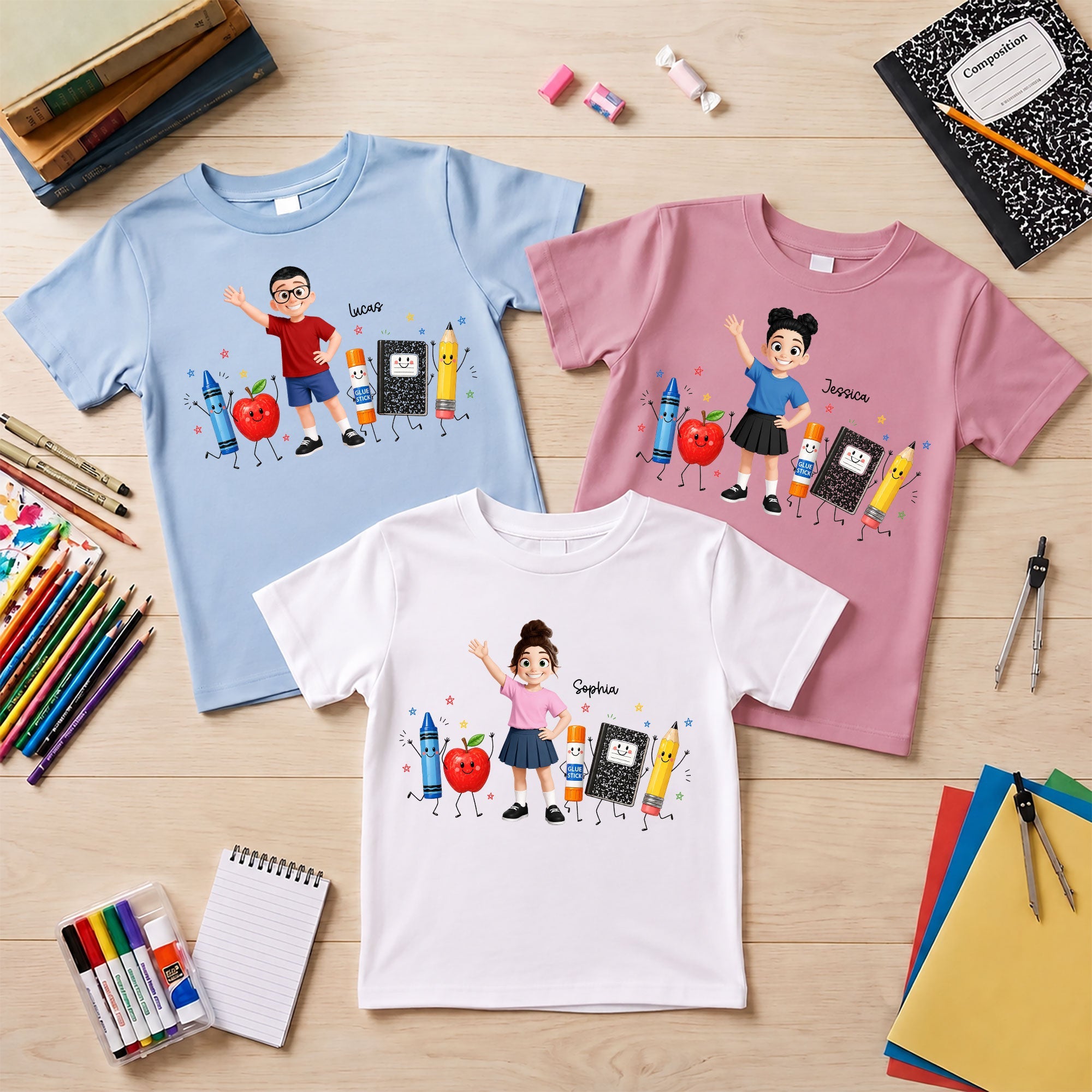 Kid Back To School Happy School Supplies - Personalized Shirt
