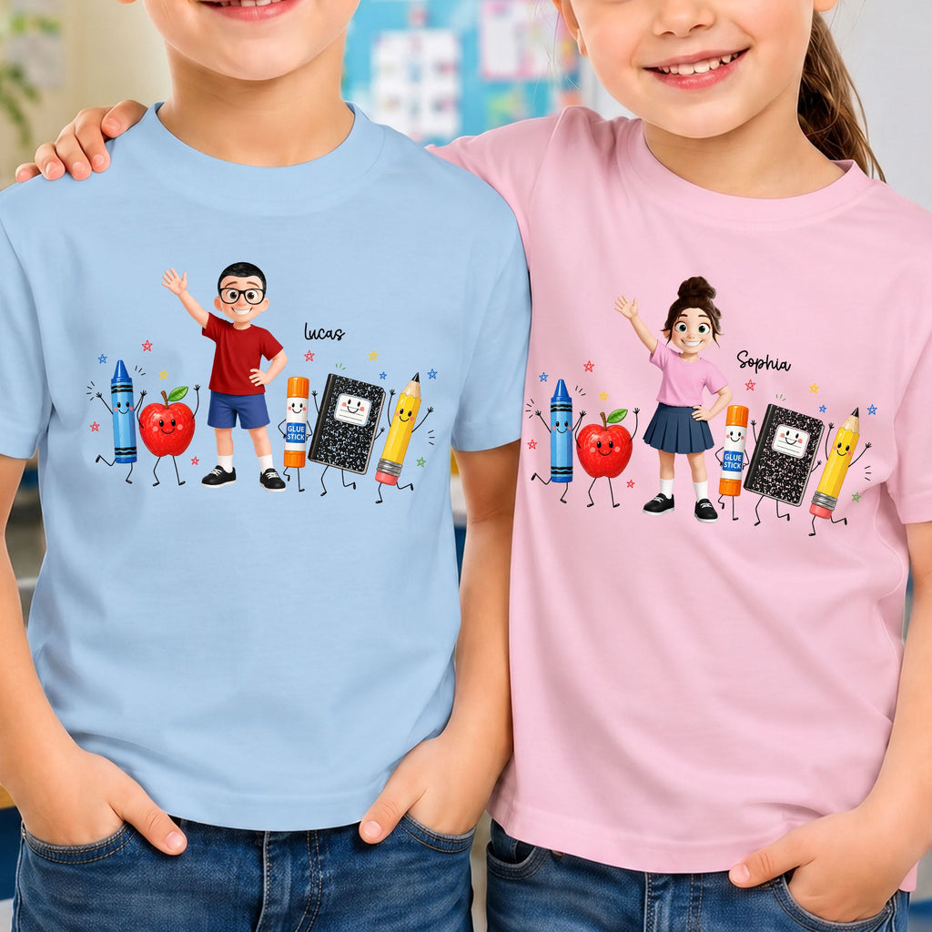 Kid Back To School Happy School Supplies - Personalized Shirt