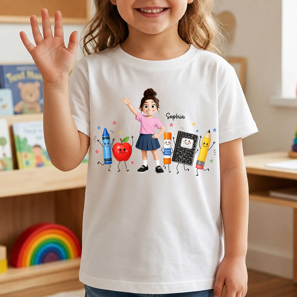 Kid Back To School Happy School Supplies - Personalized Shirt
