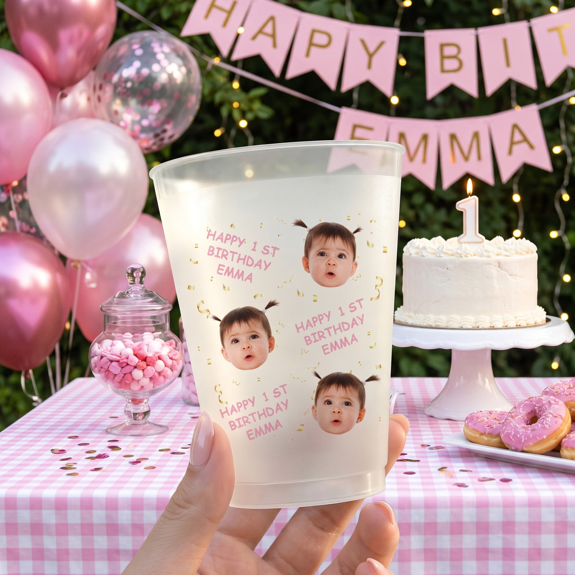 Kid Birthday Party Favors Cup, Family Birthday - Custom Cute Face - Personalized Cups