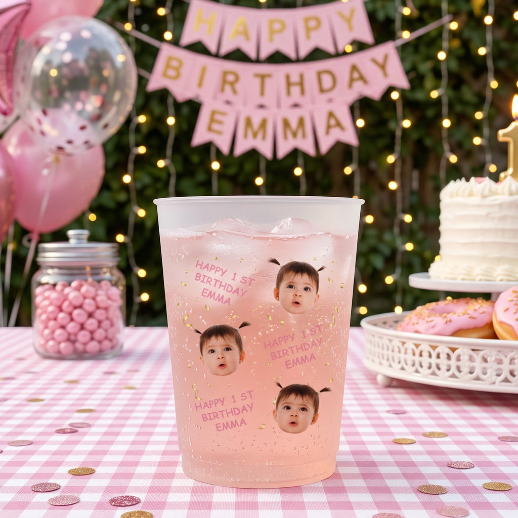 Kid Birthday Party Favors Cup, Family Birthday - Custom Cute Face - Personalized Cups