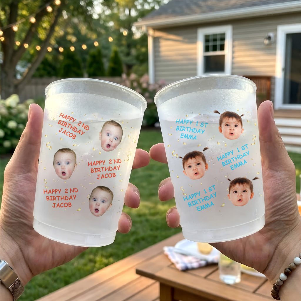 Kid Birthday Party Favors Cup, Family Birthday - Custom Cute Face - Personalized Cups