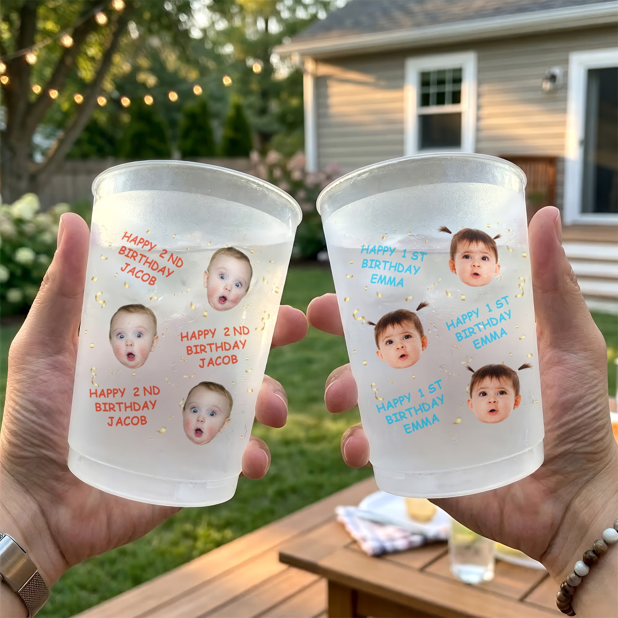 Kid Birthday Party Favors Cup, Family Birthday - Custom Cute Face - Personalized Cups