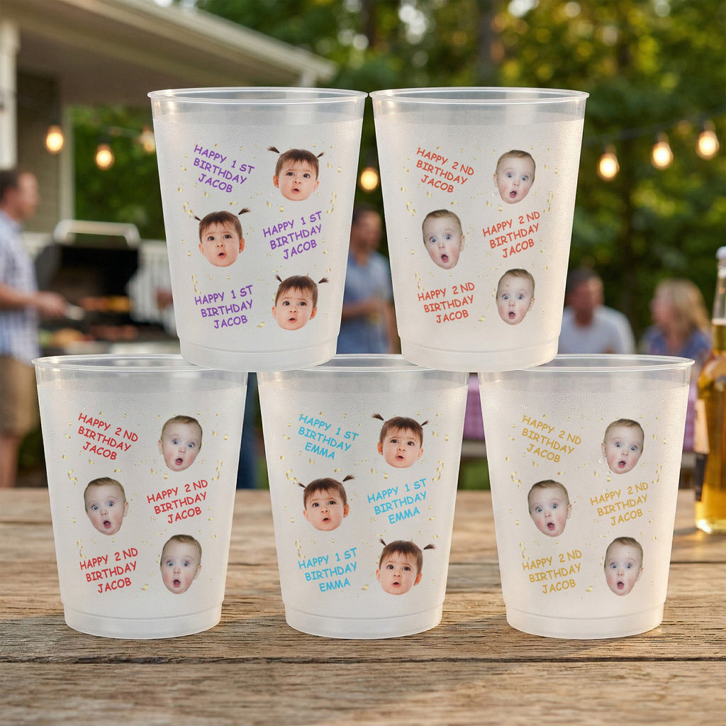 Kid Birthday Party Favors Cup, Family Birthday - Custom Cute Face - Personalized Cups