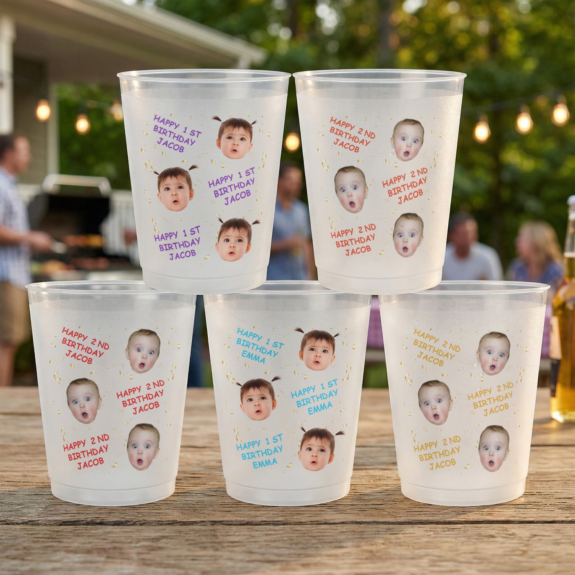 Kid Birthday Party Favors Cup, Family Birthday - Custom Cute Face - Personalized Cups