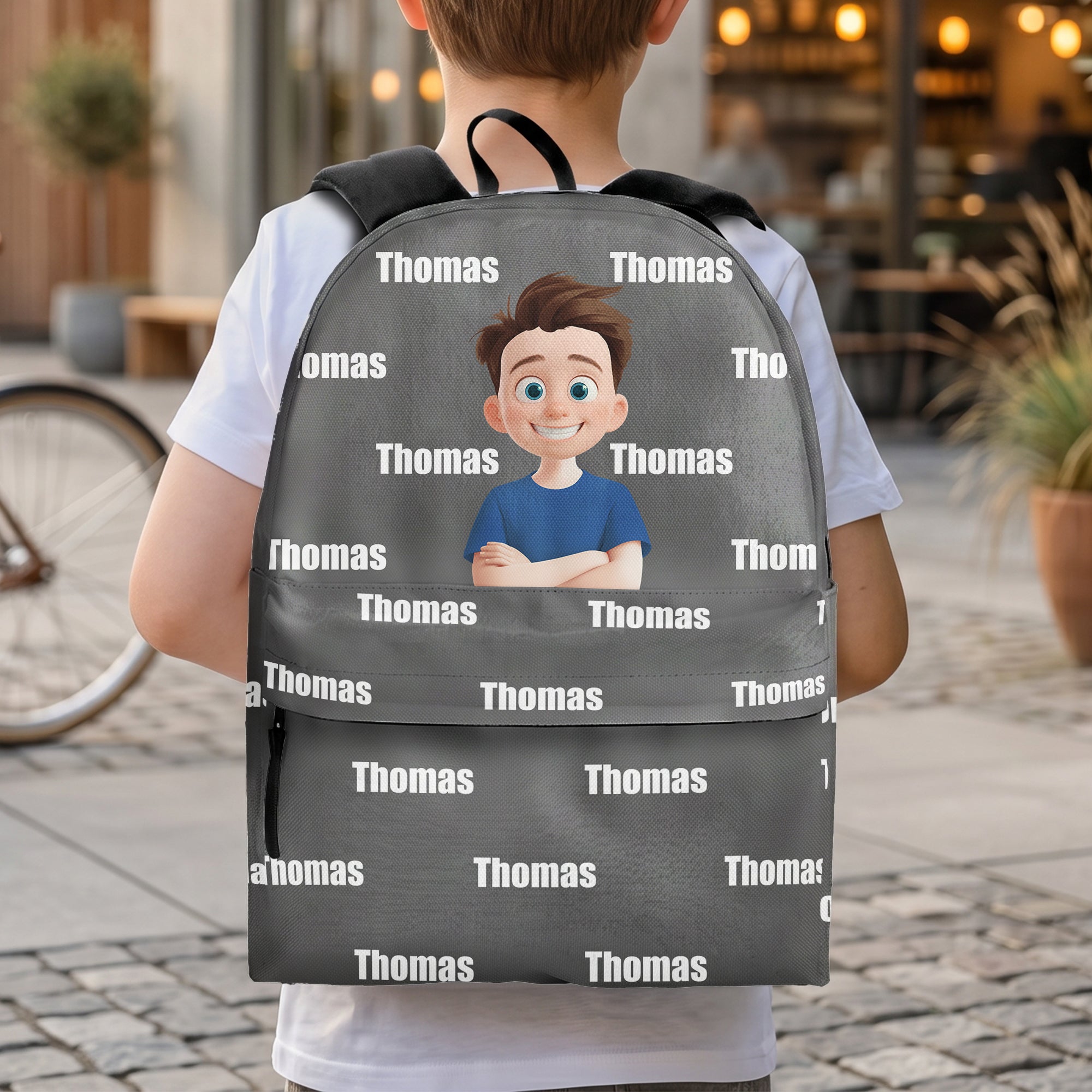 Kid Custom Name Pattern Cute Cartoon - Personalized Backpack