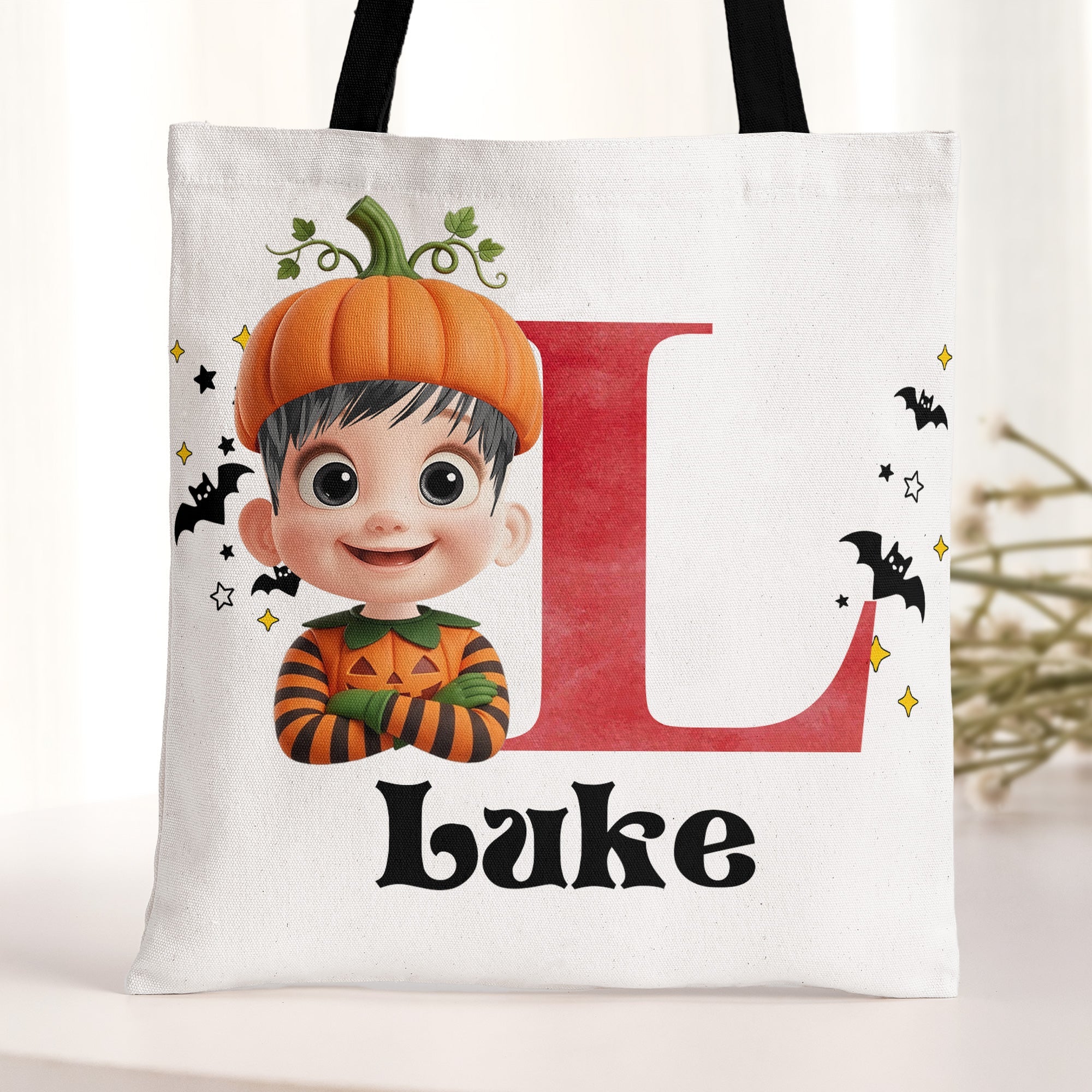 Kid Halloween Character Trick Or Treat - Personalized Tote Bag