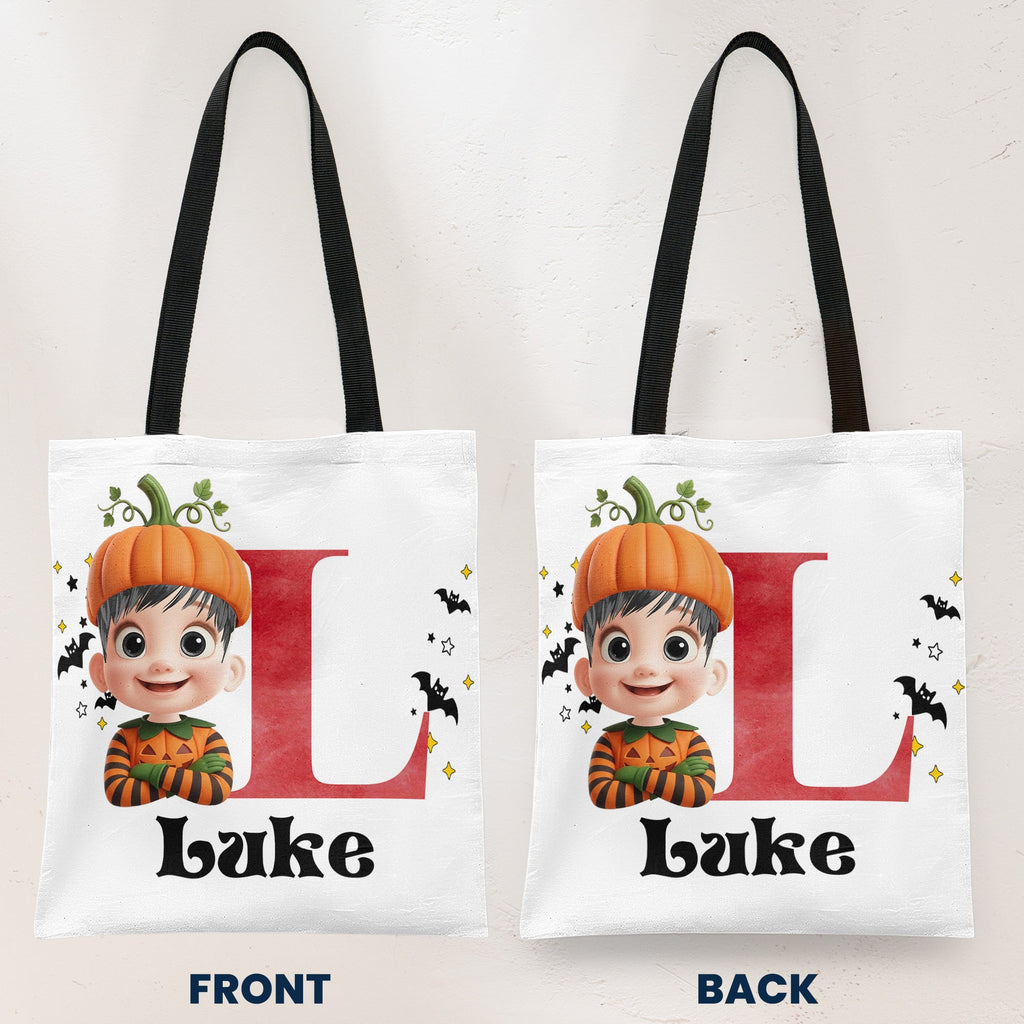 Kid Halloween Character Trick Or Treat - Personalized Tote Bag
