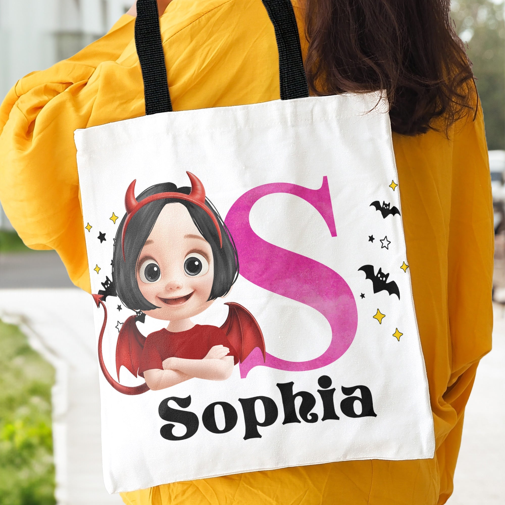 Kid Halloween Character Trick Or Treat - Personalized Tote Bag