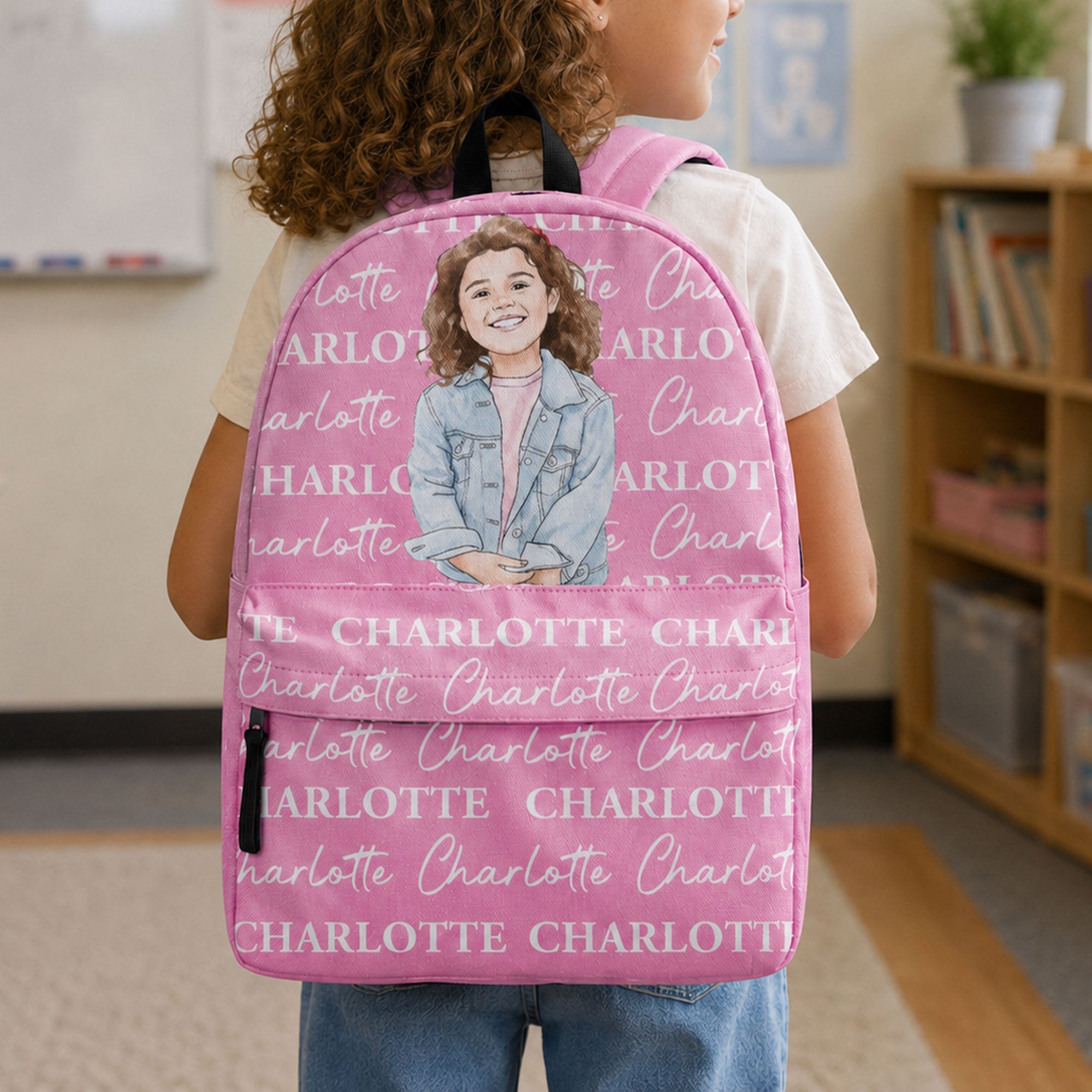 Kid Name Pattern Watercolor Style - Personalized Backpack
