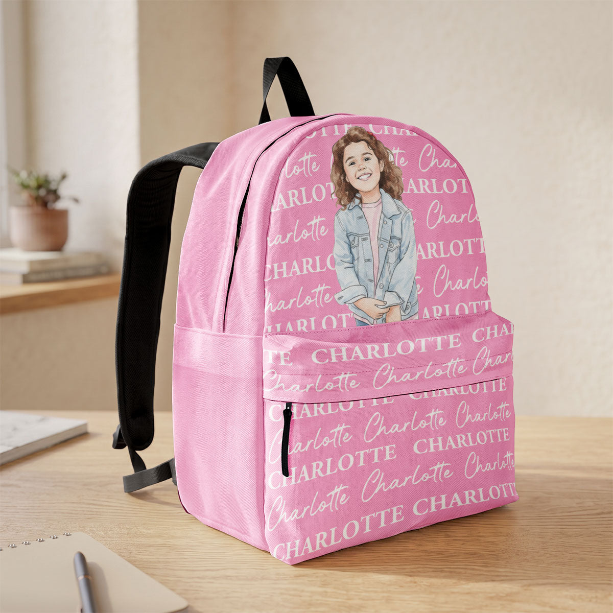 Kid Name Pattern Watercolor Style - Personalized Backpack