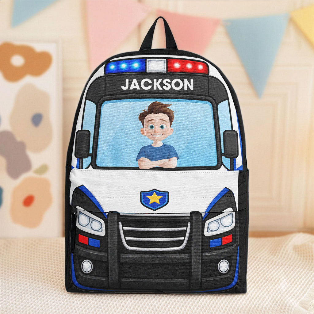 Kid Riding Car - Personalized Backpack