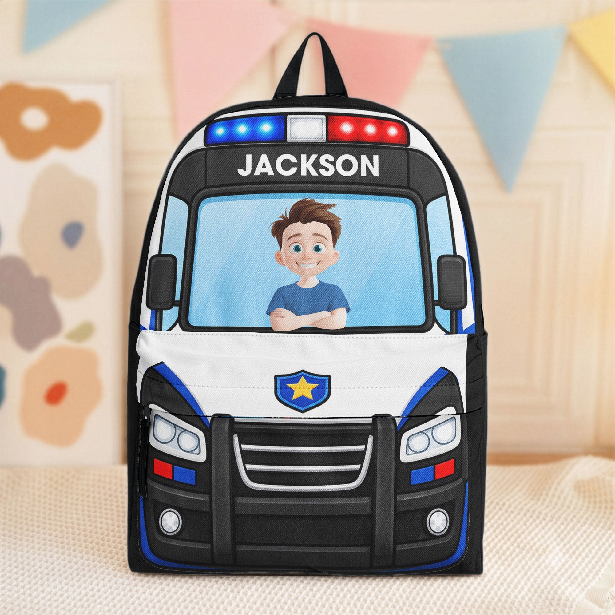 Kid Riding Car - Personalized Backpack