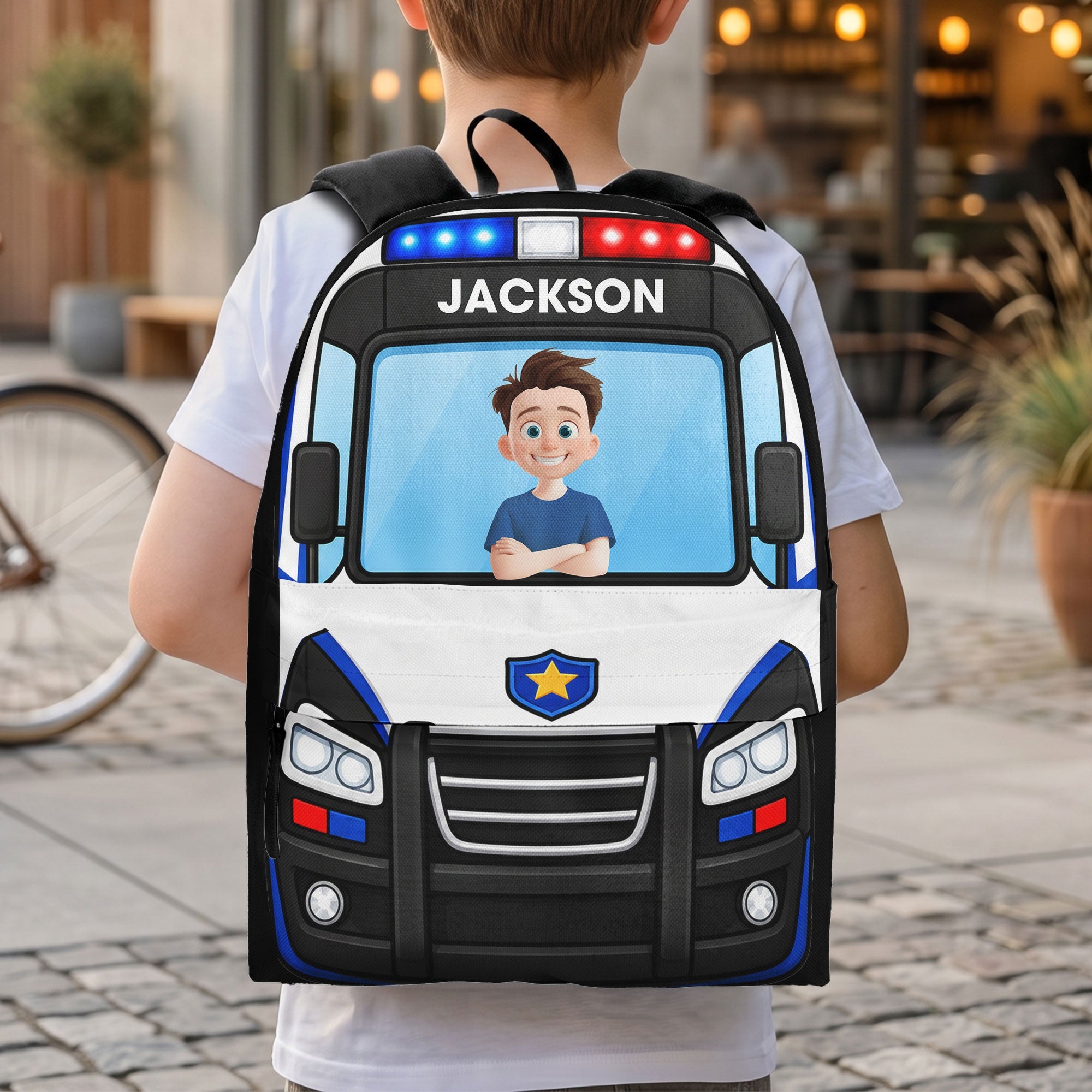 Kid Riding Car - Personalized Backpack