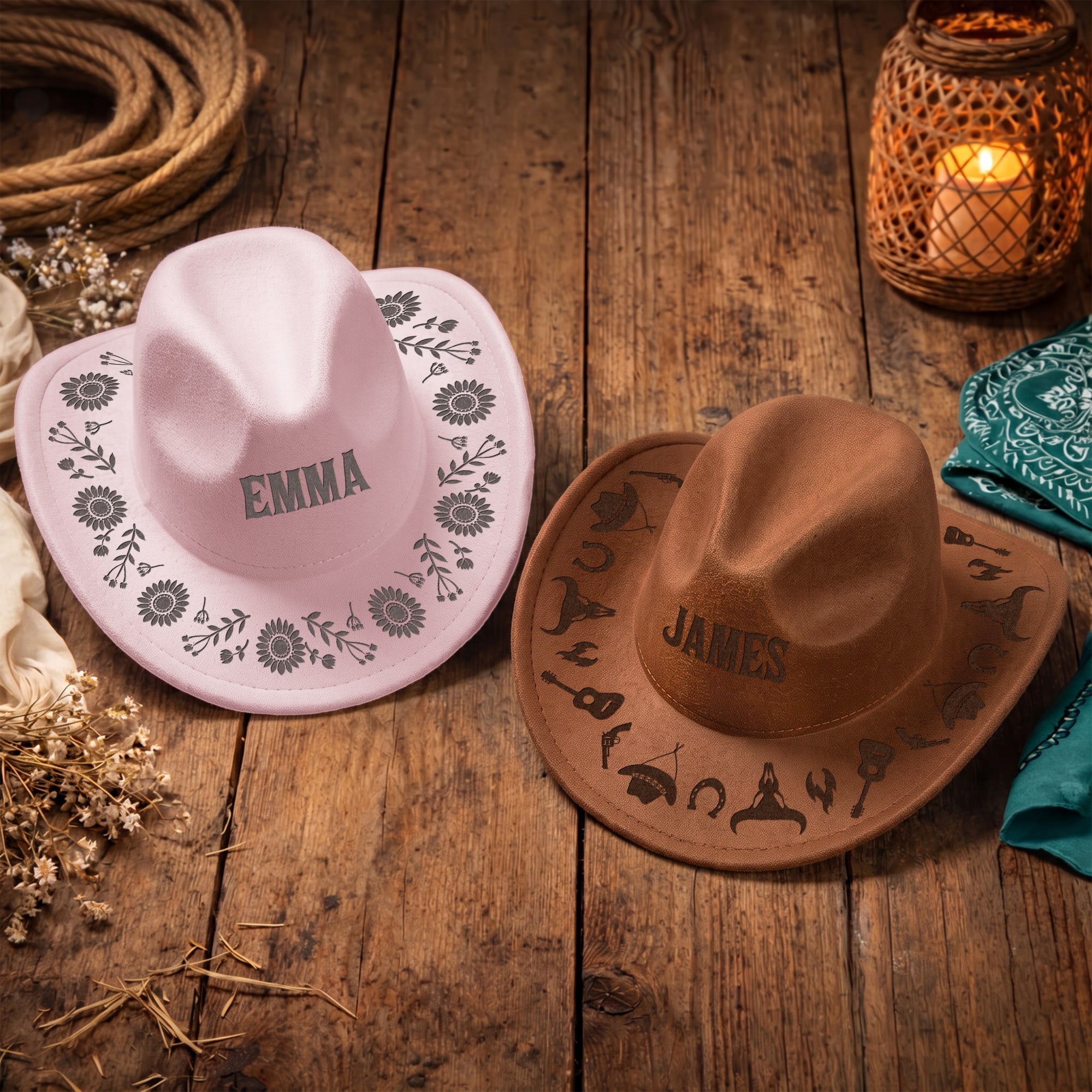 Kid Western Cowboy Custom Pattern And Name - Personalized Cowboy Hat