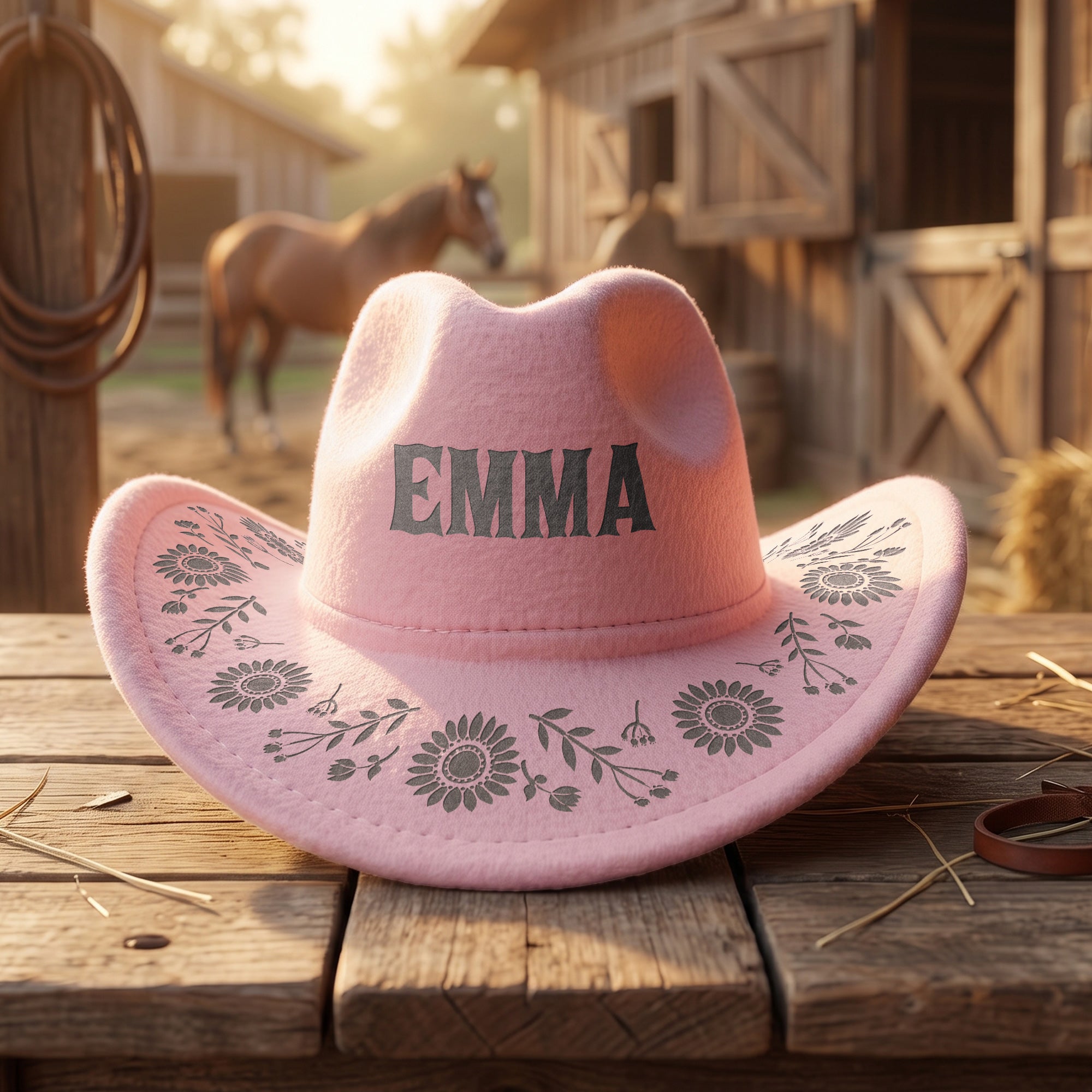 Kid Western Cowboy Custom Pattern And Name - Personalized Cowboy Hat