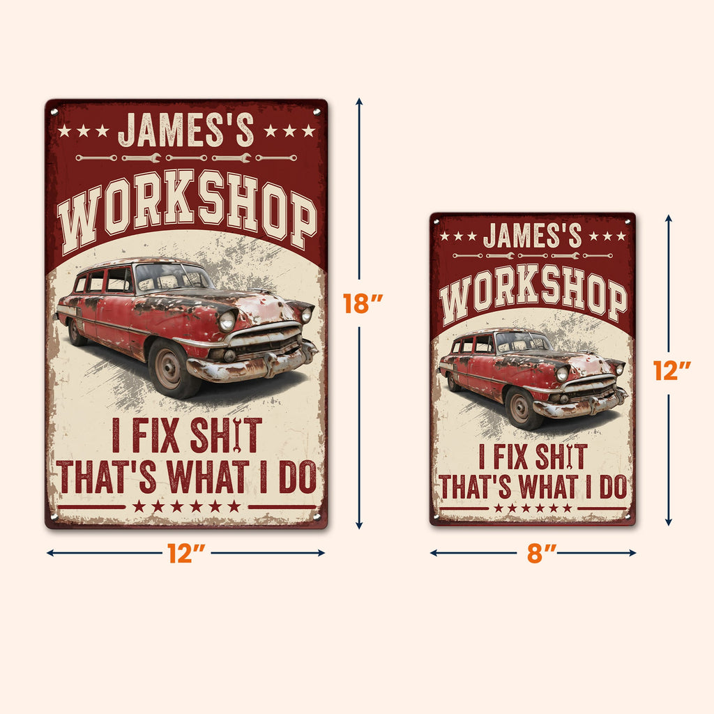 Knower Of Stuff Fixer Of Things - Custom Vintage Car, Motor - Personalized Metal Sign
