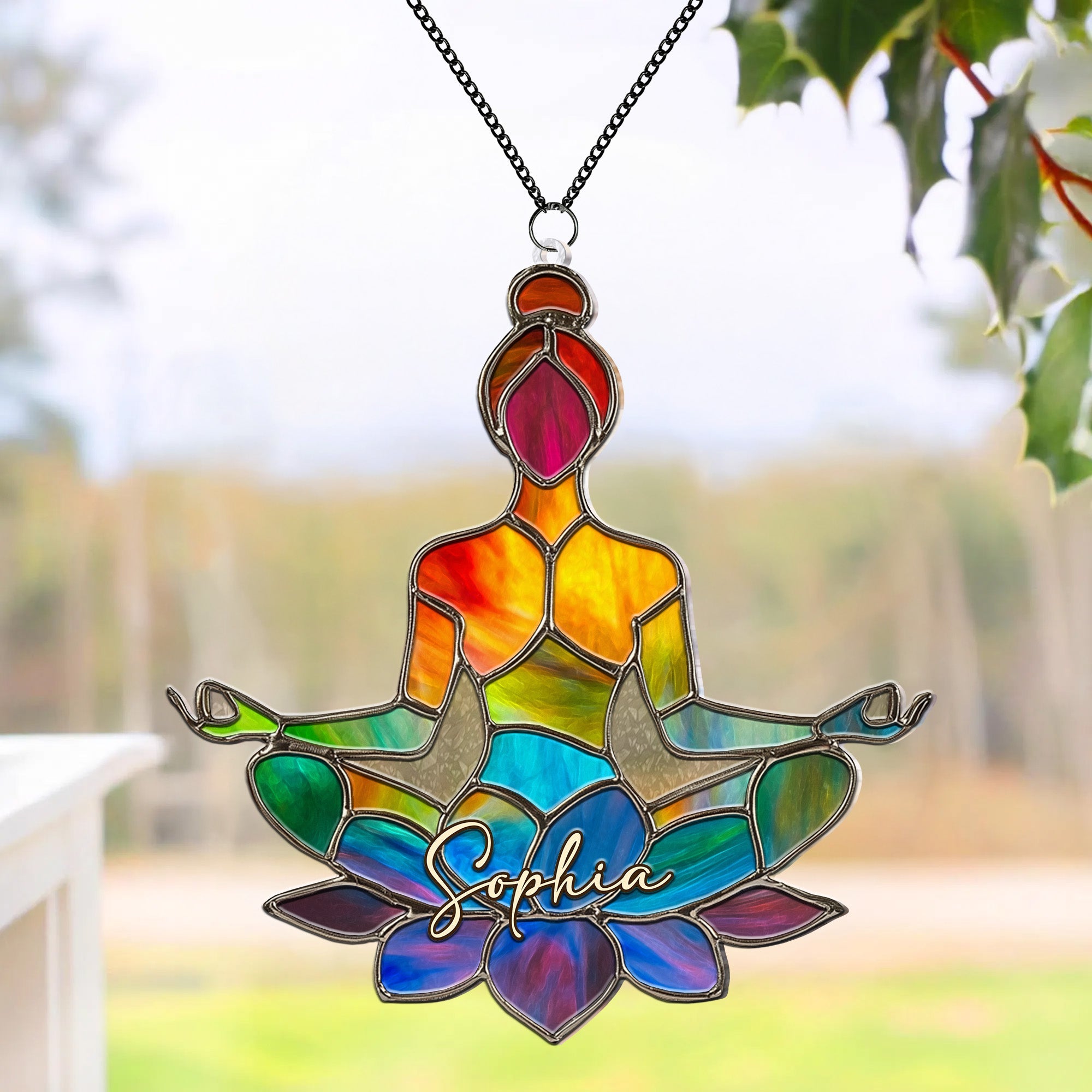 Let That Sh*t Go Colorful Yoga - Personalized Window Hanging Suncatcher