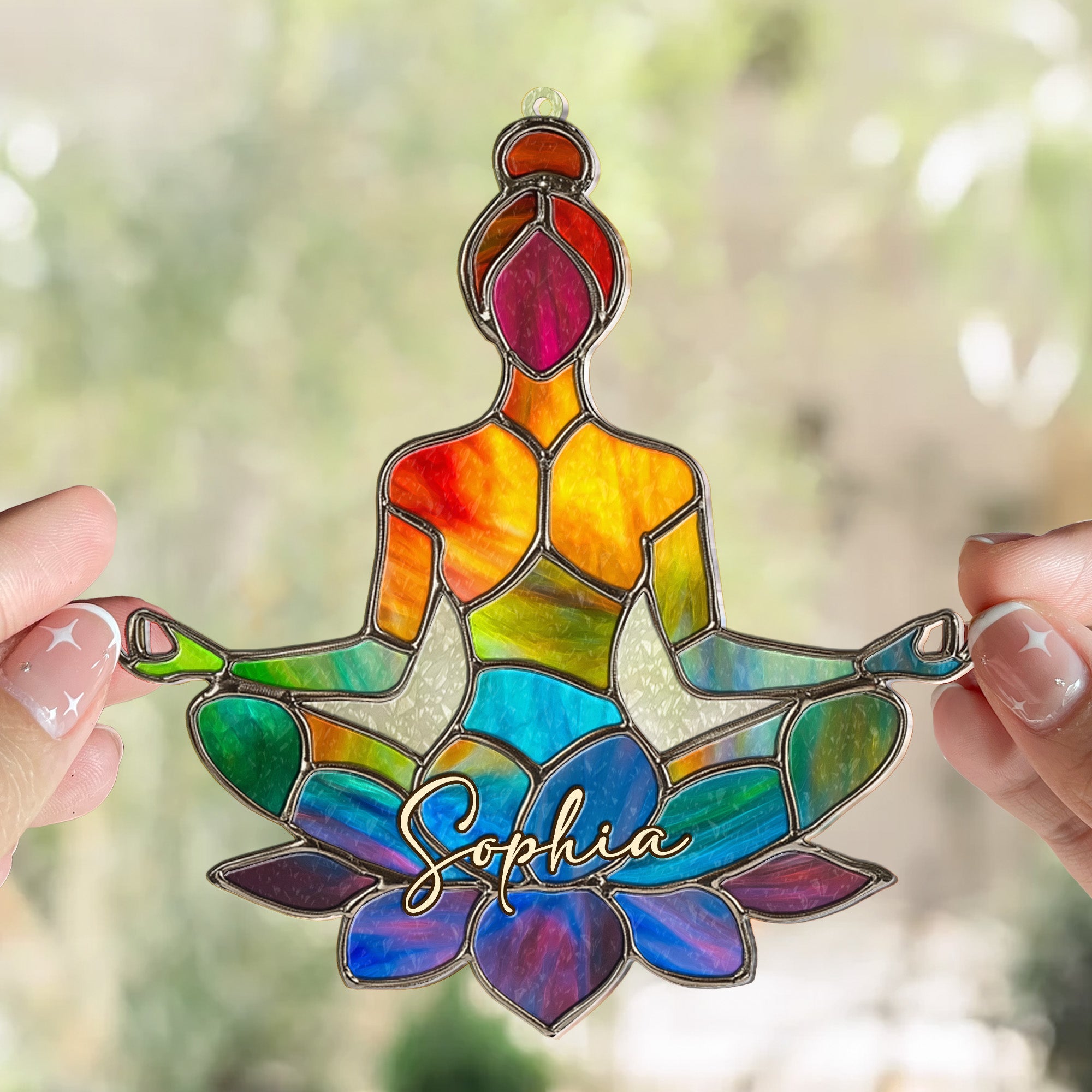 Let That Sh*t Go Colorful Yoga - Personalized Window Hanging Suncatcher