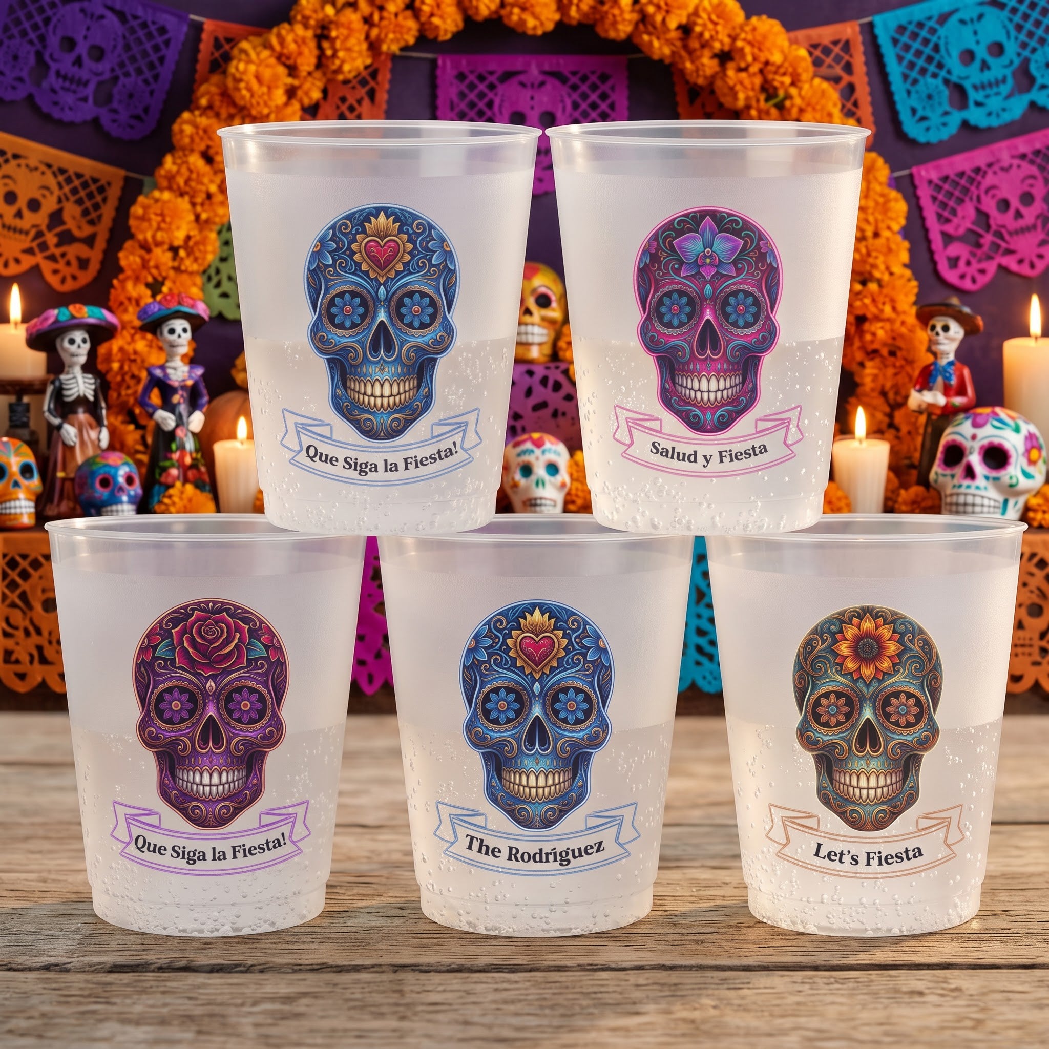 Let's Fiesta Mexican Cinco De Mayo Florals Fiesta Dia De Los Muertos - Personalized Cups