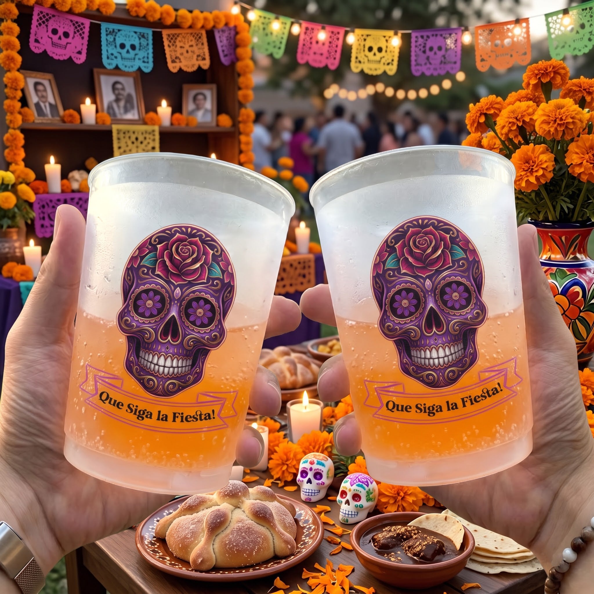 Let's Fiesta Mexican Cinco De Mayo Florals Fiesta Dia De Los Muertos - Personalized Cups