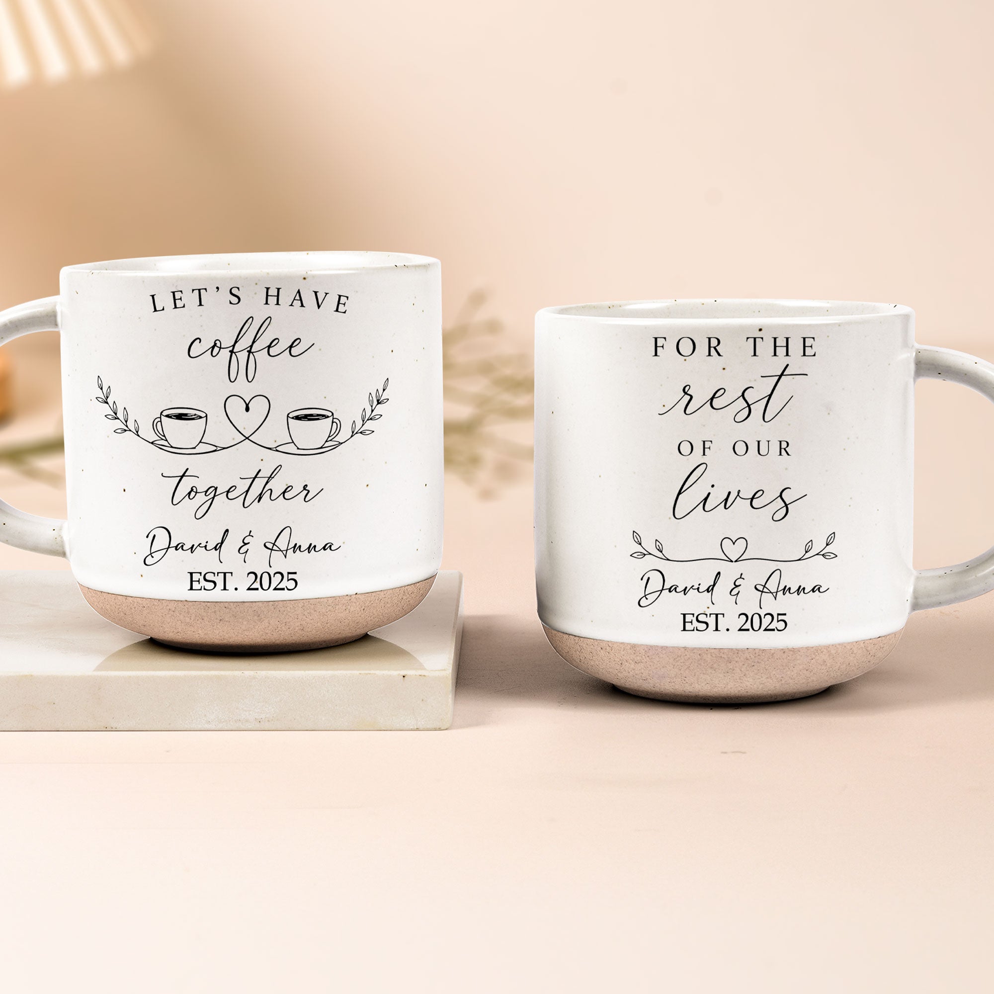 Let’s Have Coffee Together For The Rest Of Our Lives - Matching Coffee Pottery Mug For Couples - Personalized Mug