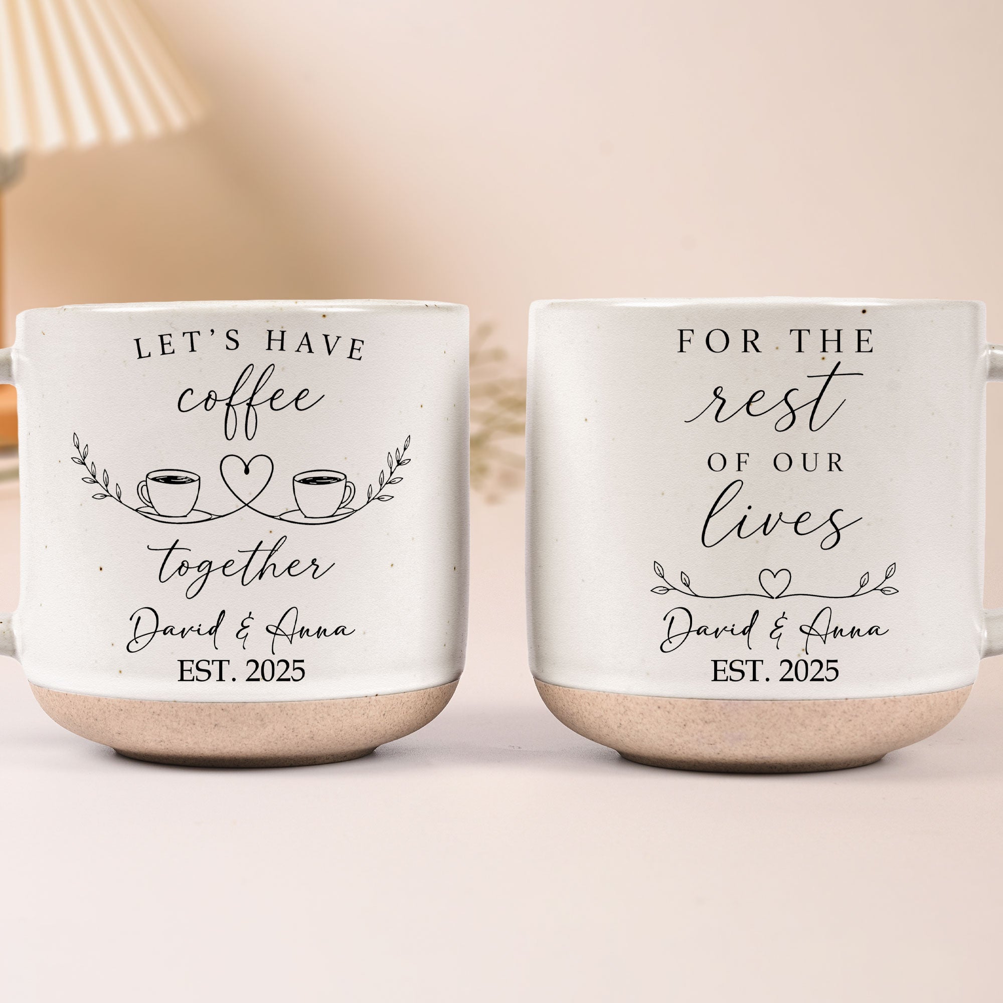 Let’s Have Coffee Together For The Rest Of Our Lives - Matching Coffee Pottery Mug For Couples - Personalized Mug