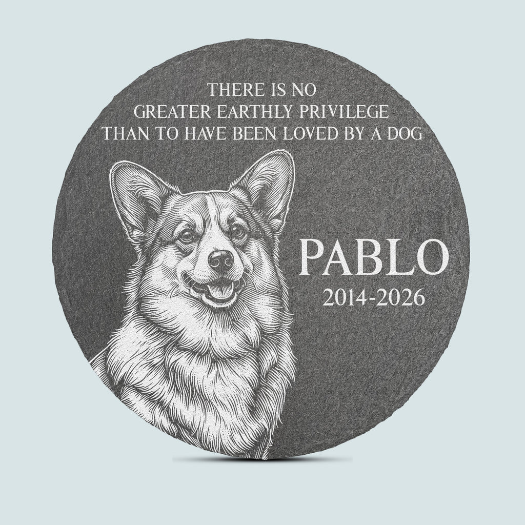 Loss Of Pet Custom Photo Sketch Line Art Memorial Gifts For Pet Owners - Personalized Garden Stone