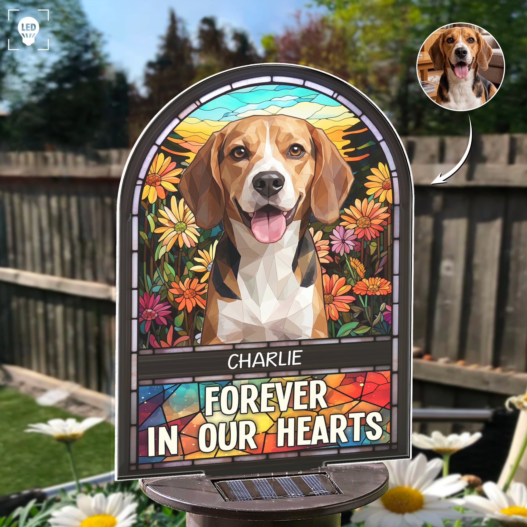 Loss Of Pet Forever In Our Hearts - Personalized Solar Light