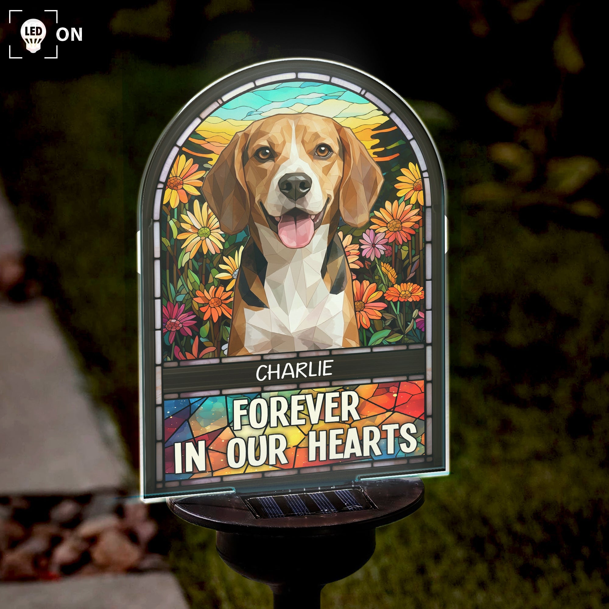 Loss Of Pet Forever In Our Hearts - Personalized Solar Light