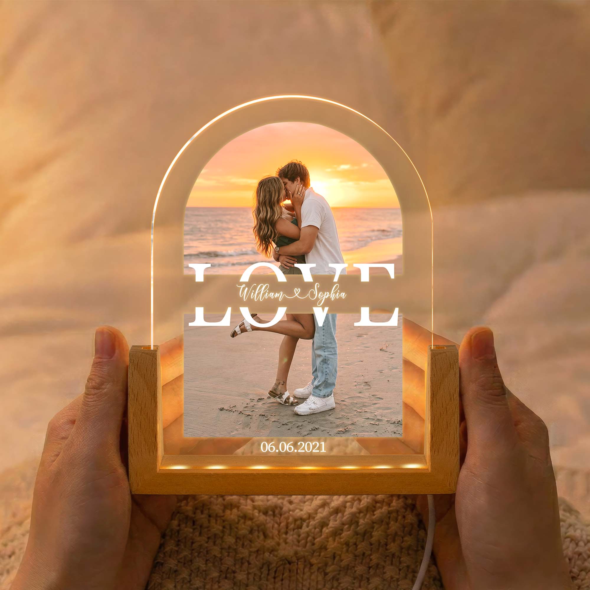Love You Forever Custom Photo Anniversary Gifts For Couple - Personalized Night Light