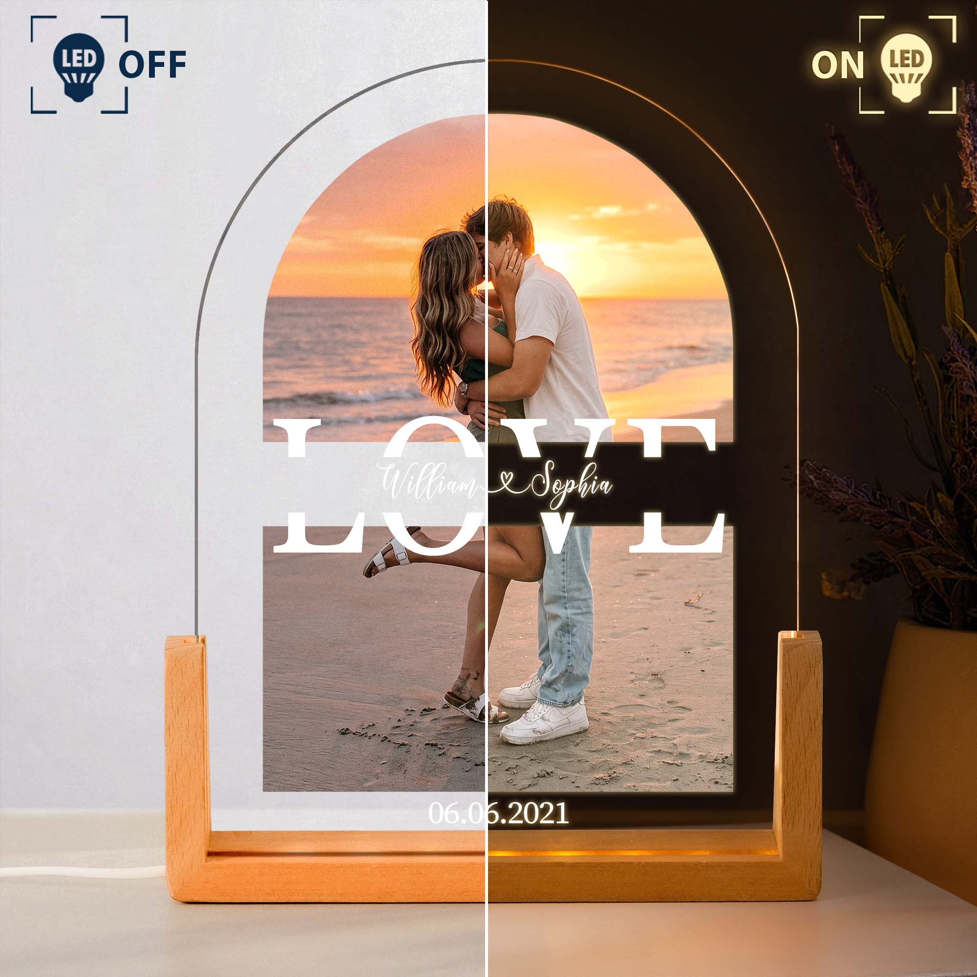 Love You Forever Custom Photo Anniversary Gifts For Couple - Personalized Night Light