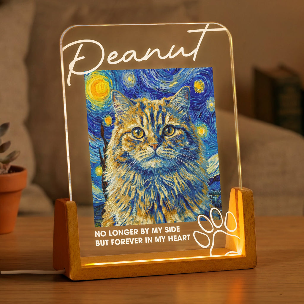 Memorial Pet Van Gogh Style My Favorite Hello & Hardest Goodbye - Personalized Night Light