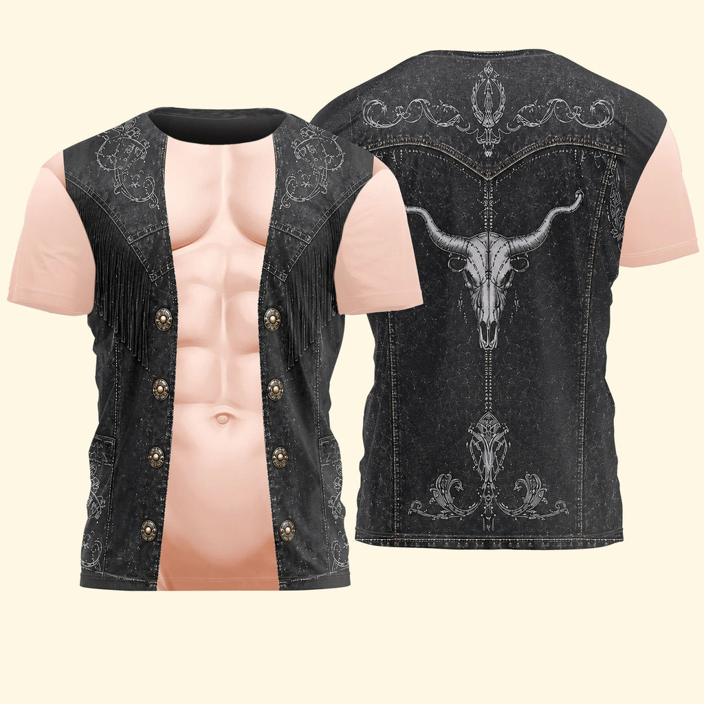 Men’s Funny 3D Cowboy, Bachelor Party Costume, Adult Humor Halloween Cosplay - Personalized Shirt