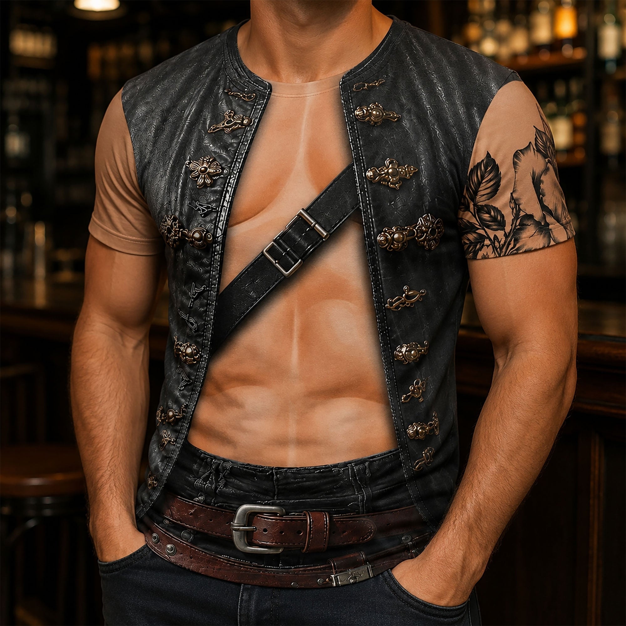 Men’s 3D Pirate Costume Halloween Costume, Cosplay, Renaissance Festival - Personalized Shirt