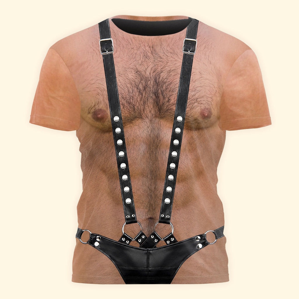 Men’s Funny 3D Hairy Chest, Bachelor Party Costume, Adult Humor Halloween Cosplay - Personalized Shirt