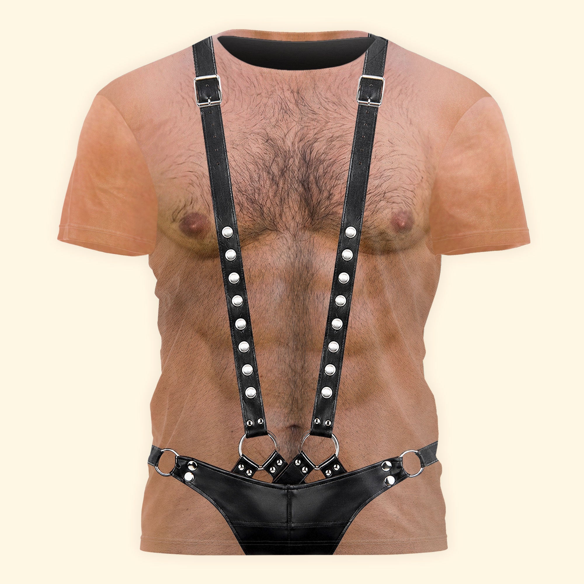 Men’s Funny 3D Hairy Chest, Bachelor Party Costume, Adult Humor Halloween Cosplay - Personalized Shirt