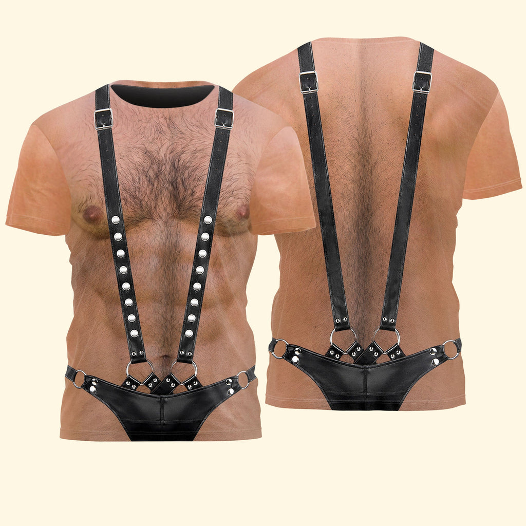 Men’s Funny 3D Hairy Chest, Bachelor Party Costume, Adult Humor Halloween Cosplay - Personalized Shirt