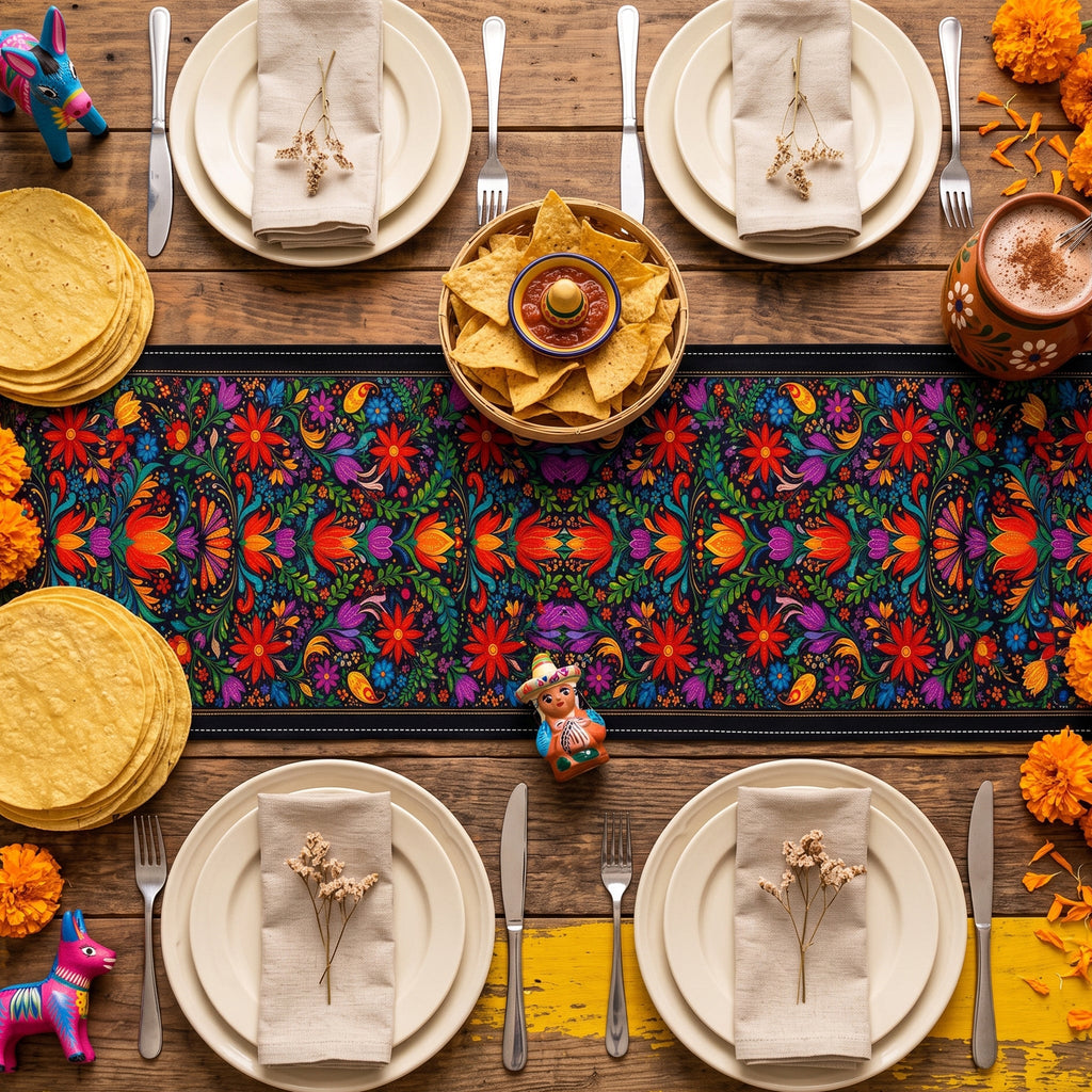 Mexican Cinco De Mayo Floral Fiesta Dia De Los Muertos - Personalized Table Runner
