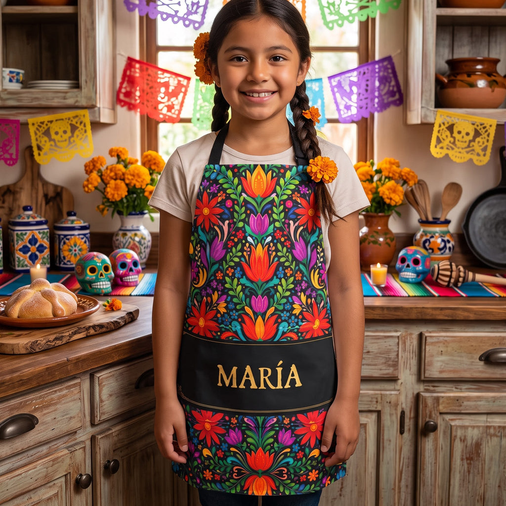 Mexican Cinco De Mayo Floral Fiesta Dia De Los Muertos - Personalized Apron