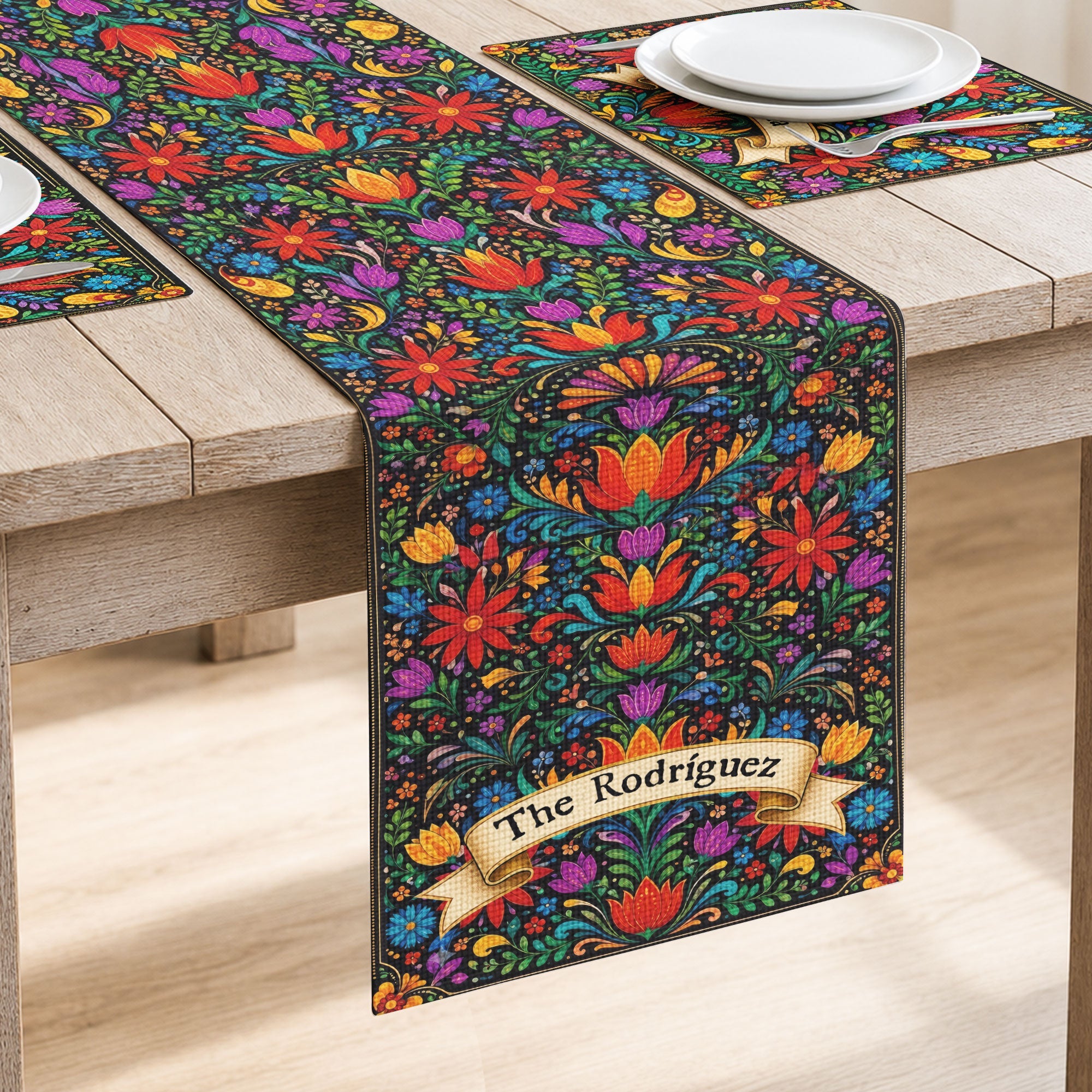 Mexican Cinco De Mayo Floral Fiesta Dia De Los Muertos - Personalized Table Runner Set