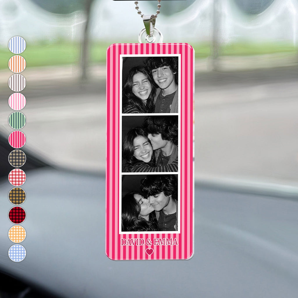 Mini Photo Booth Strip Couple - Personalized Rear View Mirror Accessory