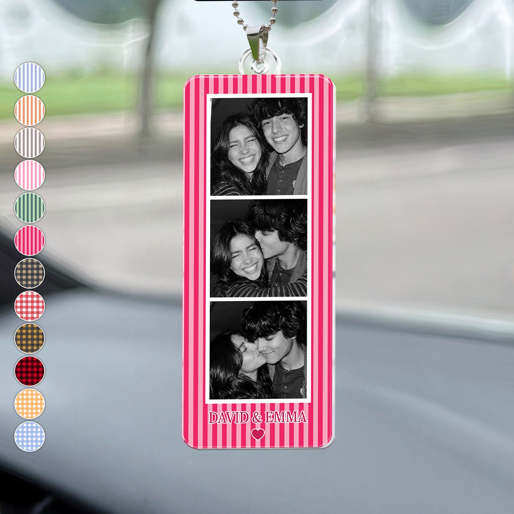 Mini Photo Booth Strip Couple - Personalized Rear View Mirror Accessory