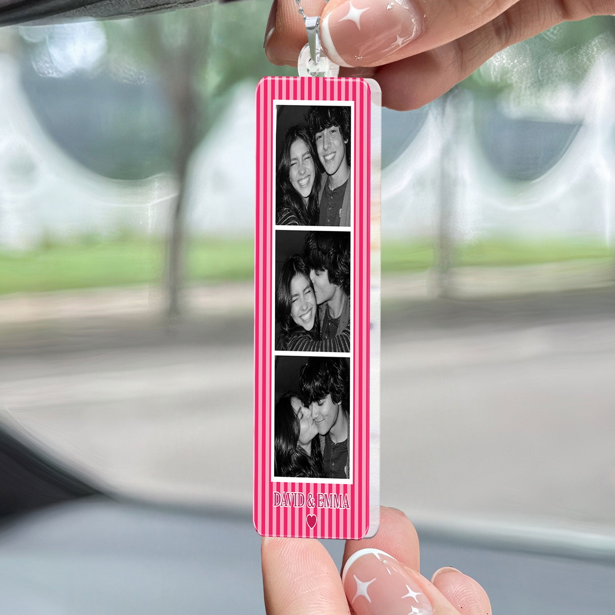 Mini Photo Booth Strip Couple - Personalized Rear View Mirror Accessory