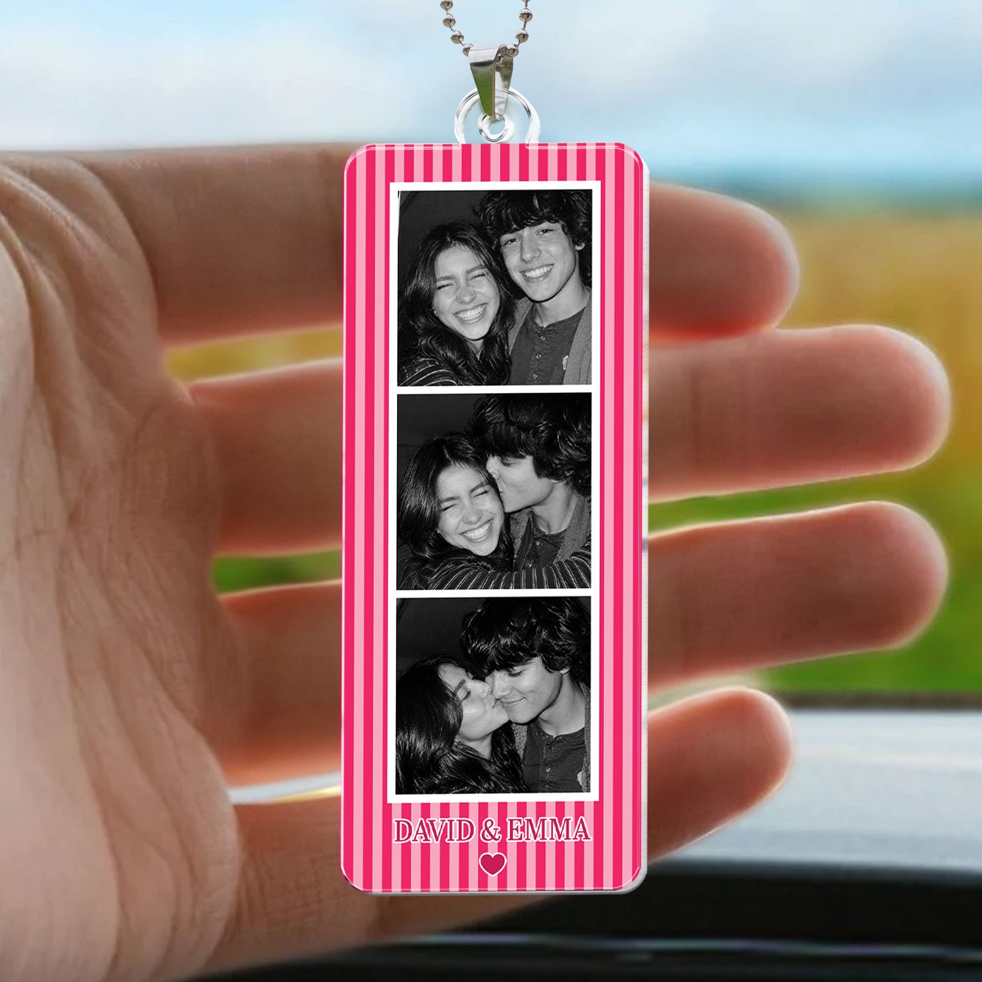 Mini Photo Booth Strip Couple - Personalized Rear View Mirror Accessory